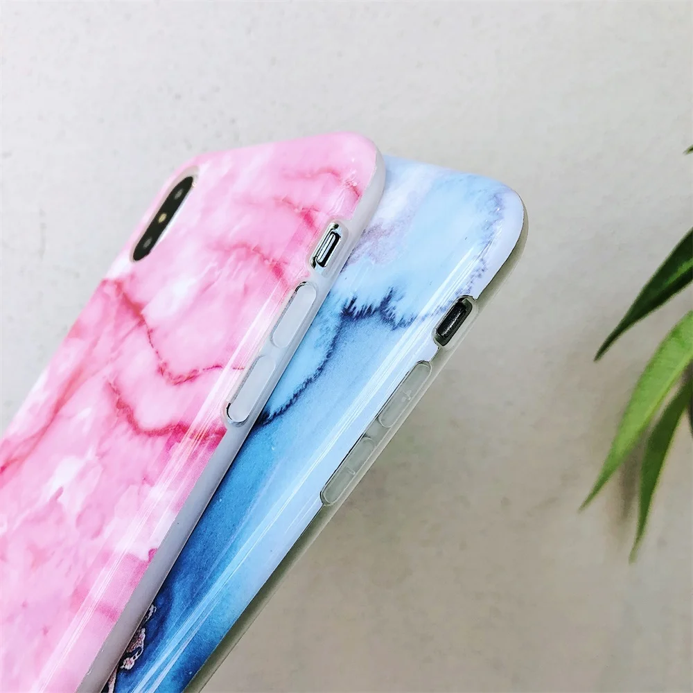 Лазерный чехол под мрамор для iPhone XS Max XR X Цветной силиконовый роскошный защитный
