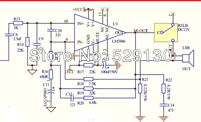 2.0 Усилитель 68 Вт * 2 LM3886 с тоном защиты спикер регулируется rearamp и предусилитель