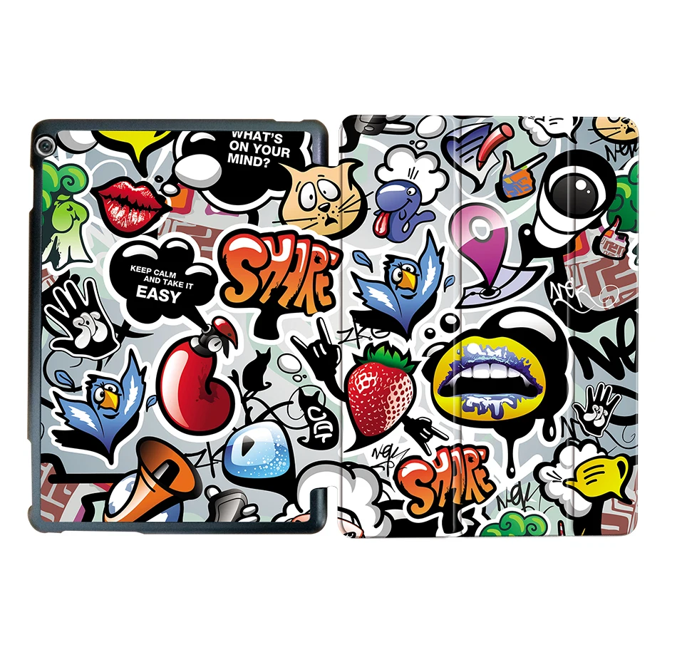 HW12 MTT мультфильм чехол с граффити для huawei MediaPad M3 Lite 10 дюймов BAH-W09 BAH-AL00 тонкий из искусственной кожи флип Смарт-Чехол протектор - Цвет: HW12