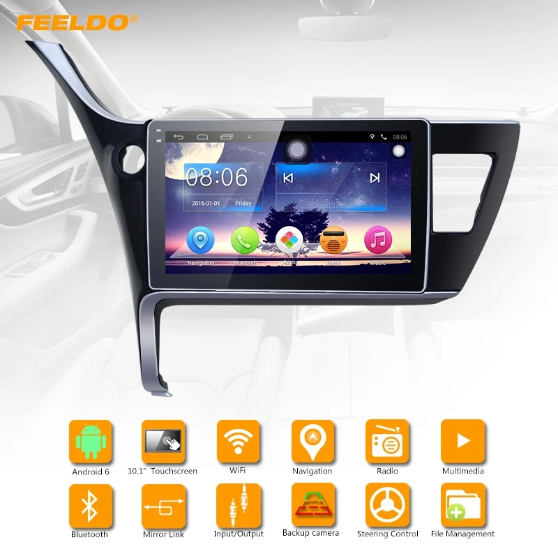 FEELDO новый 10 1 &quotAndroid 6 0 четырехъядерный Автомобильный GPS Bluetooth Navi Радио USB