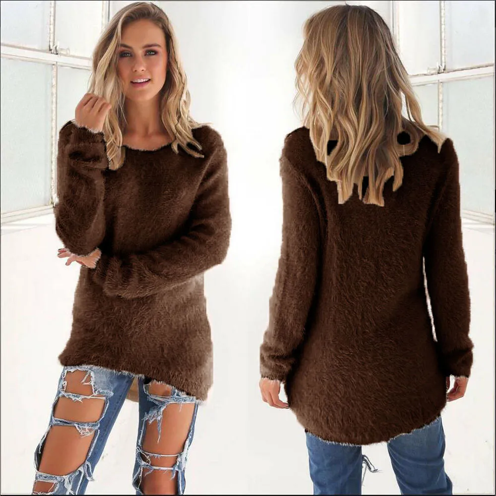 2019 Fashion Casual Solid Long Sleeve Jumper Sweaters Women Tops Autumn Winter Female Color | Женская одежда