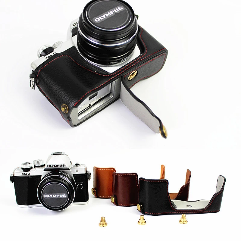 Новая сумка из натуральной кожи для Olympus EM10 II корпуса половины камеры Mark 2 Нижняя