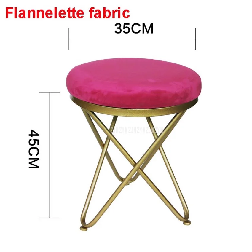Wine Red Flannelette Современный роскошный мягкий табурет для ног круглый/кожаный покрытый спальня обувь сменный диван боковой табурет железные ножки мебель для дома - Цвет: Wine Red Flannelette