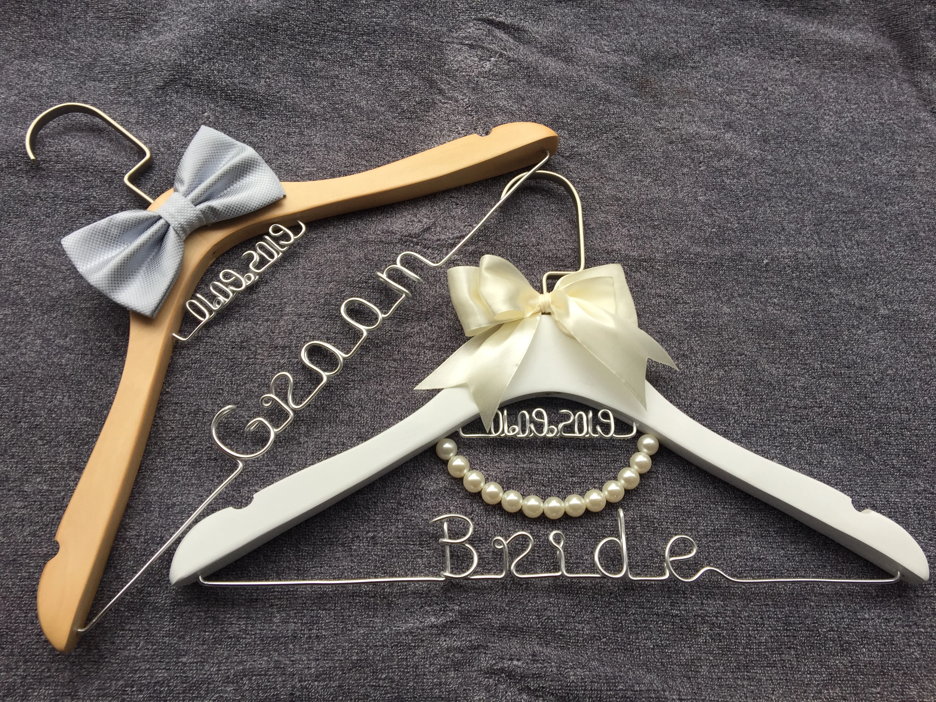 

Personalized Wedding Hangers Bride and Groom HANGERS SET, Custom Bridal Dress Hanger Handmade, Bridal Shower Gift Wedding Gift