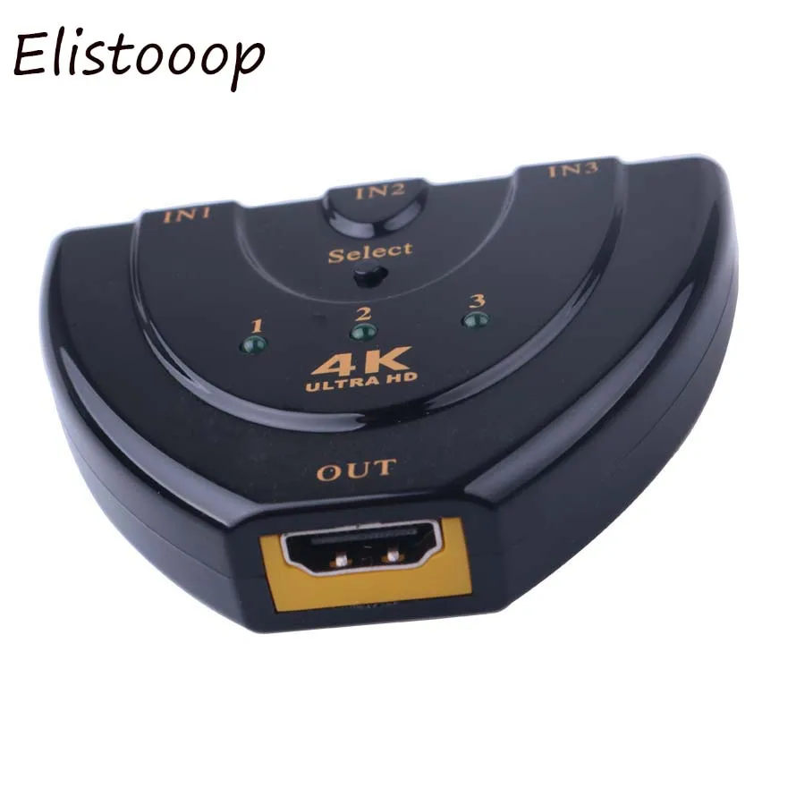 Elistooop 4K * 2K мини HDMI сплиттер 3 порта концентратор коробка Авто переключатель в 1