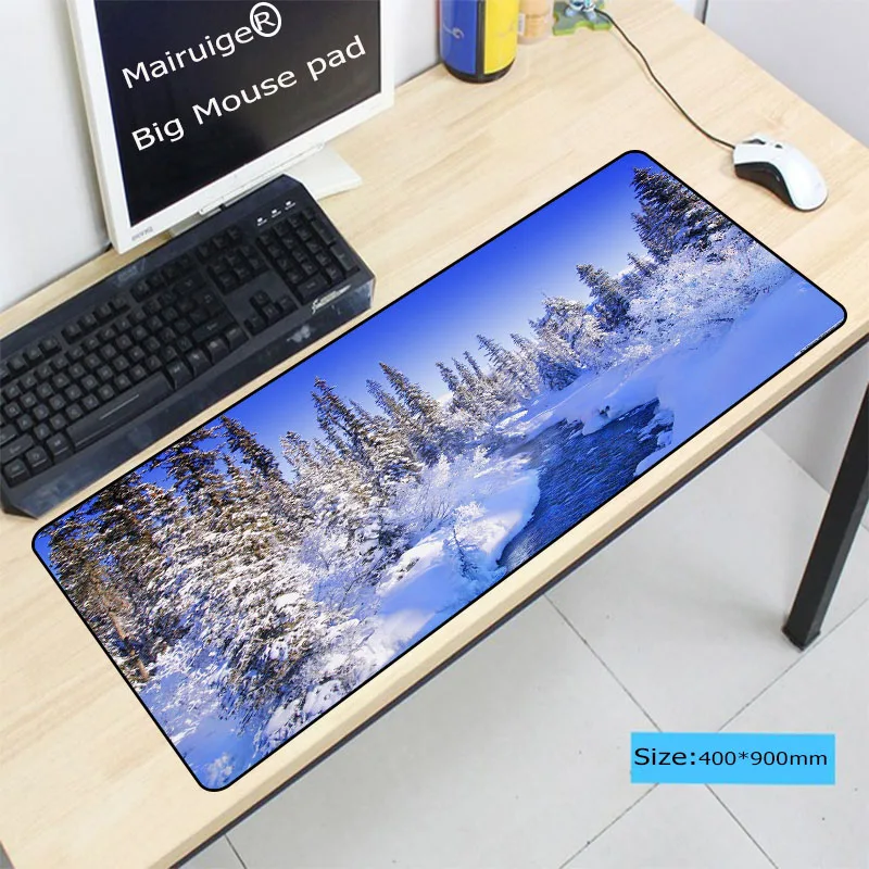 Большой коврик для мыши Mairuige Winter Mountain Противоскользящий из натурального каучука