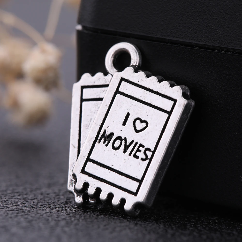 Металлические подвески с надписью I Love Movies|Шармы| |