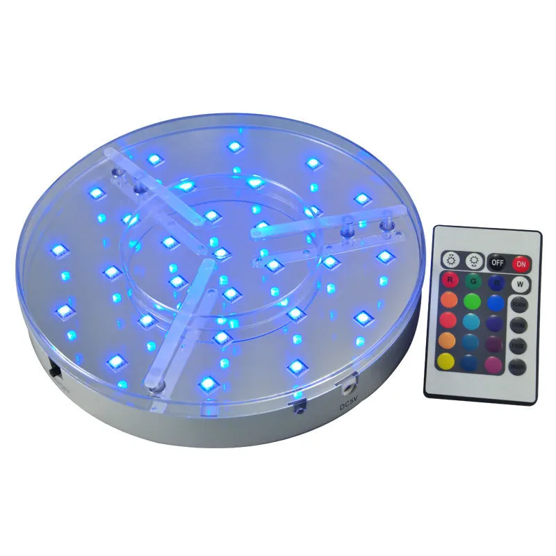 RGB Color Changing Rechargeable Battery Operated 8INCH Centerpiece LED Light Base with Remote Control + 5V DC Adapter