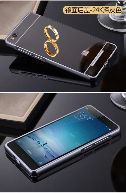 Gray Чехол для Xiaomi Mi4C, роскошная зеркальная задняя крышка из поликарбоната и металлический чехол с алюминиевой рамкой для Xiaomi Mi4i 4C M4i M4C, чехол для сотового телефона - Цвет: Gray