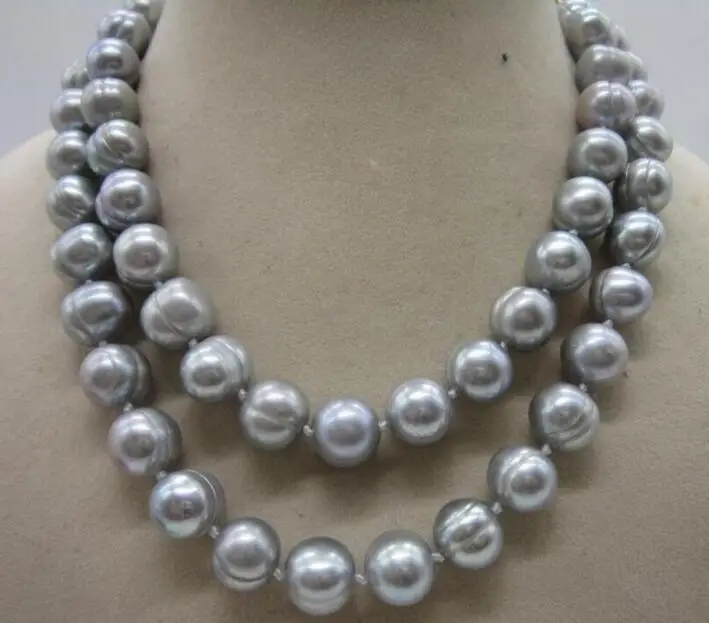

GORGEOUS 10-12 MM BAROQUE GREY PEARL NECKLACE 36INCH 50"