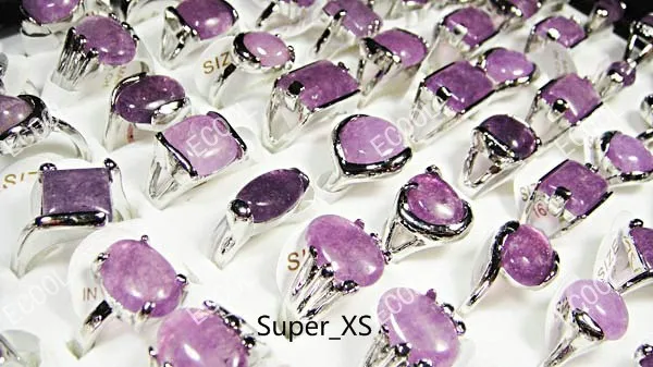 Fashion wholesale jewelry lots 20pcs silver plated &amp Amethyst stone rings free shipping | Украшения и аксессуары