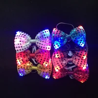 24pcs 2018 new man woman flashing light up bow tie necktie led party lights sequins bow tie glow props party supplies new year