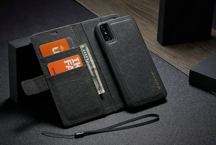 Роскошный флип-кейс WHATIF для IPhone 11 Pro Max 6S 7 8 Plus из крафт-кожи с отделением для карт и подставкой для IPhone X XS Max XR