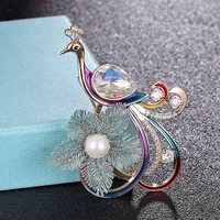 donia jewelry metal copper cubic zircon peacock brooch jewelry mens couples gifts fashion ostrich turban pins hats jewelry