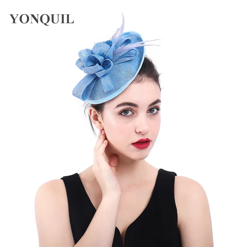 Женский фасцинатор Light blue Bridal из искусственного синамая для мероприятий и свадебной церемонии, на Кентукки Дерби, церковную свадьбу, на вечеринку и скачки.