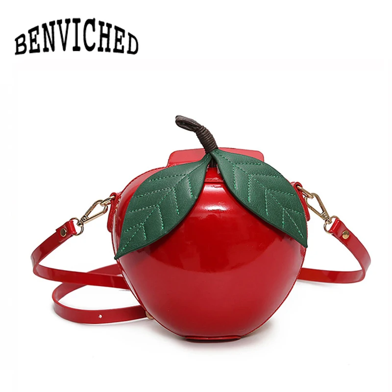 Красная круглая сумка для яблока benviching модные женские сумки мессенджеры мини с