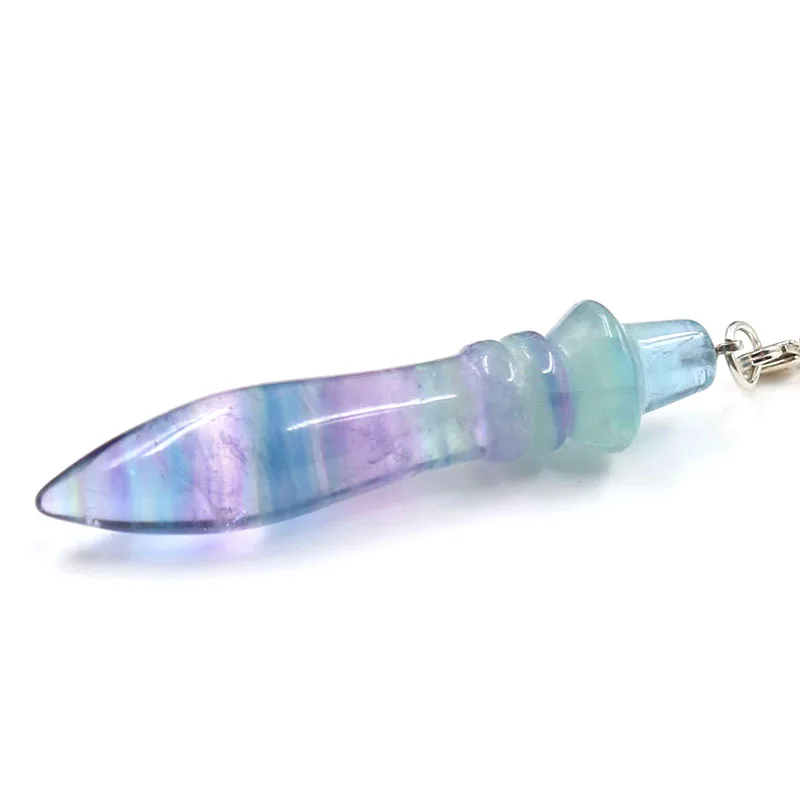 Хит продаж натуральный флюорит 7 маятник с чакрами круглая палочка конус