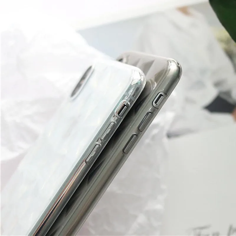Простой Прозрачный тонкий чехол для iPhone 7 iphone6 6s 8 Plus X XS Max XR 3D геометрическая