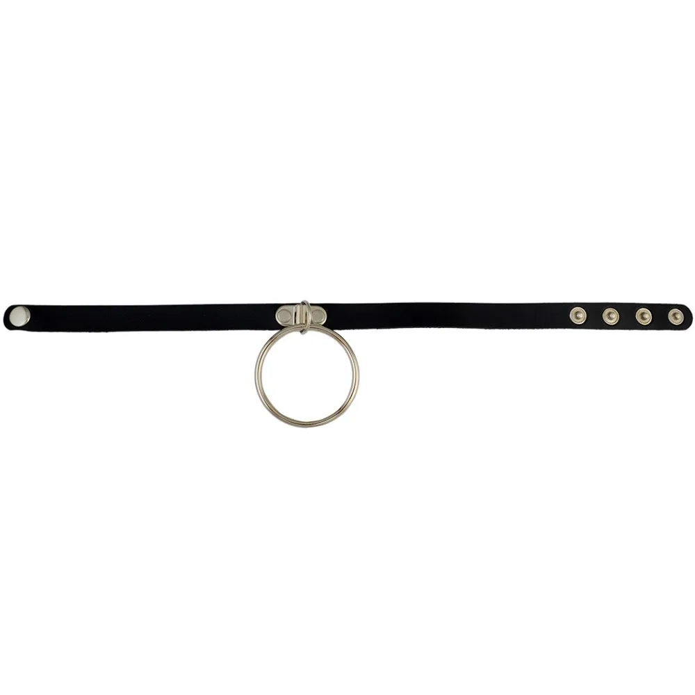 Панк-Стиль Черный Кожаный Серебряный Большой Круглый Кулон Ожерелье Готический