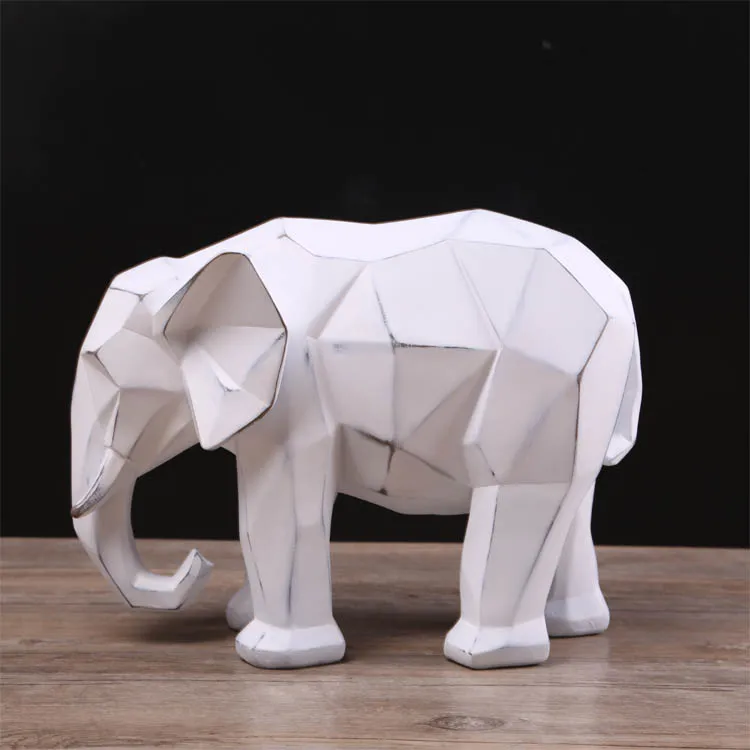 white elephant Современный Белый Геометрический слон Гостиная Lucky украшения из смолы с леопардовым принтом Скульптура винный шкаф ремесла животная статуя 05525 - Цвет: white elephant