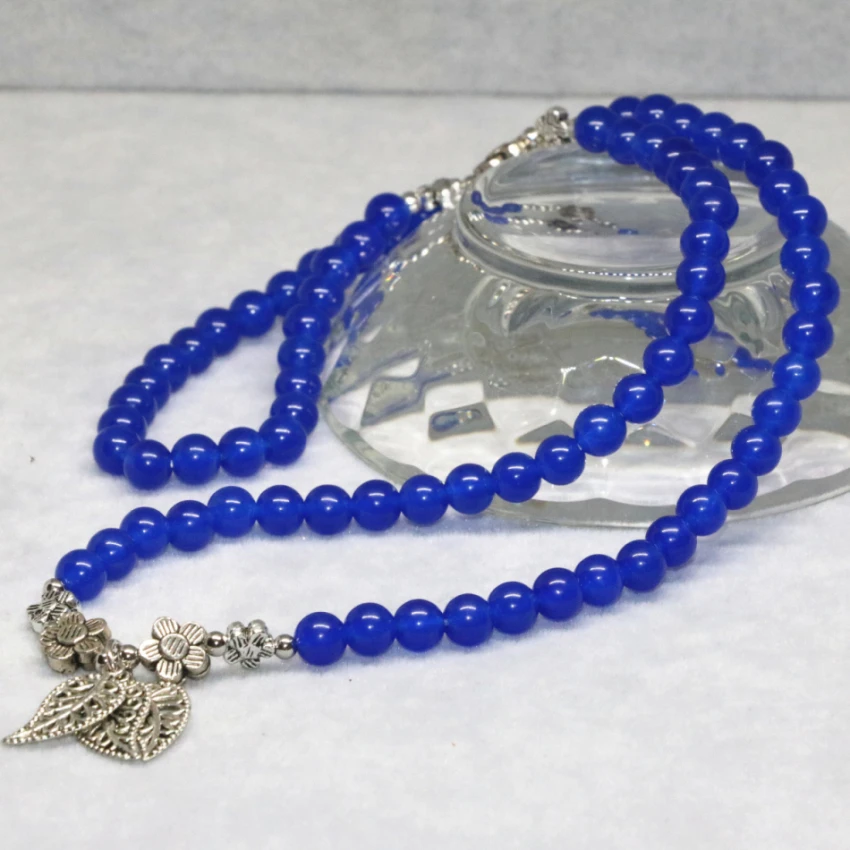 Original multilayer bracelet for women high quality natural blue round jades stone chalcedony 6mm beads jewelry making B2223 | Украшения и