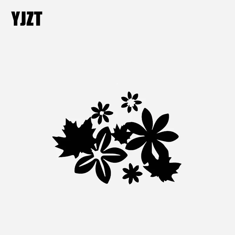 

YJZT 16,8 см * 12,1 см Автомобильная Наклейка Виниловая наклейка украшение цветов и кленовых листьев черный/серебряный цвет