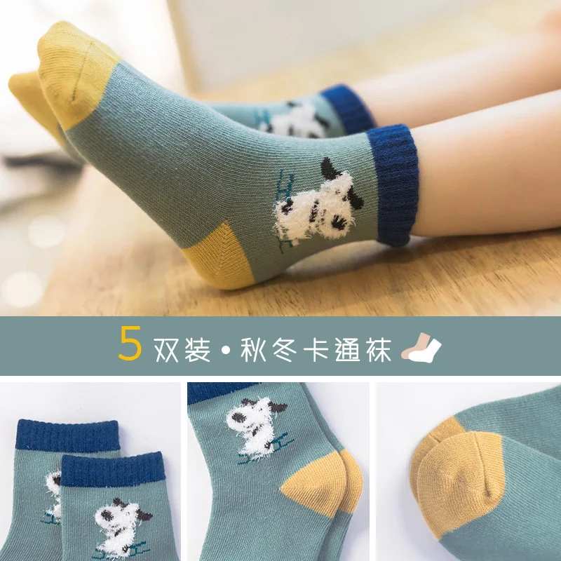 5pairs/lot Winter Autumn Cotton Cartoon Mid Tube Socks Breathable Newborn Baby Girl Warm Soft Infant Boy | Детская одежда и обувь