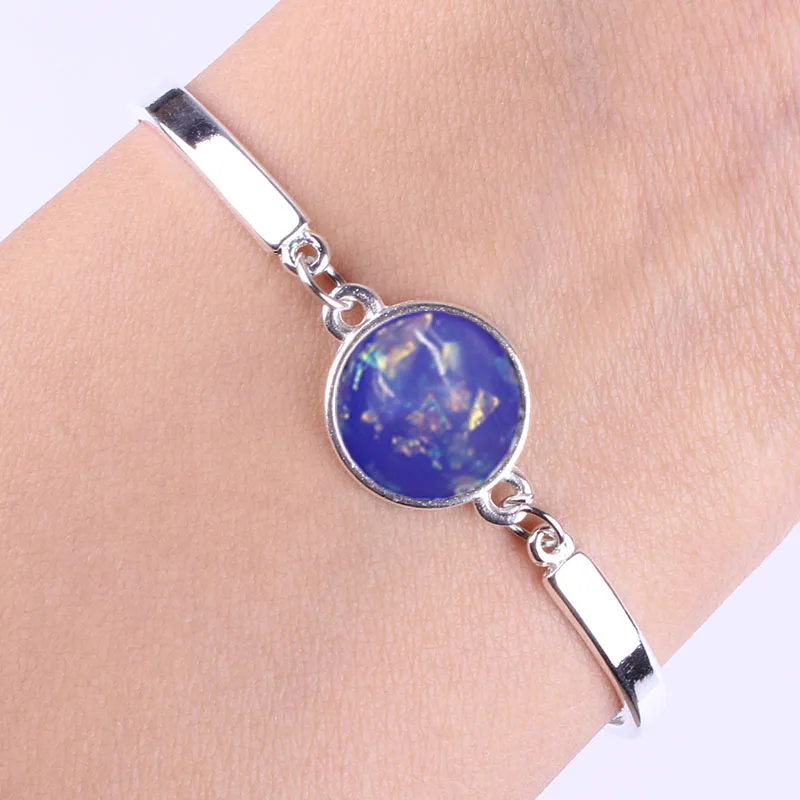 Sapphire opal stone Новая мода queen ювелирные изделия посеребренные талисманы браслет& Браслеты с кристаллами браслет для женщин - Окраска металла: Sapphire opal stone
