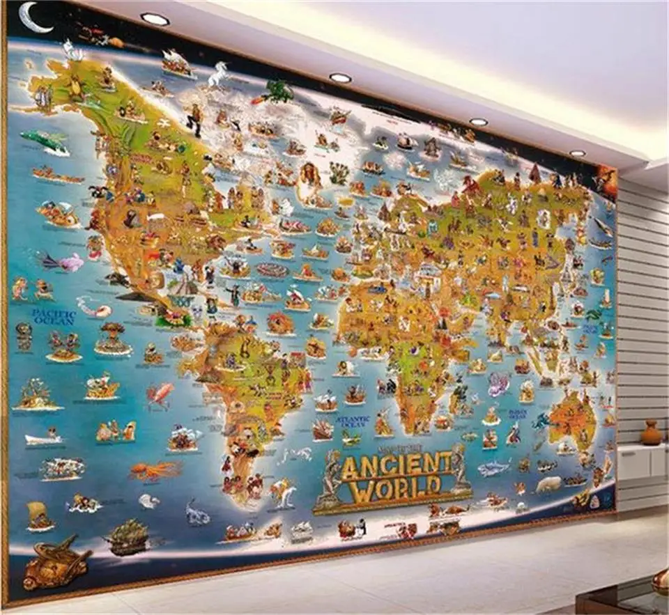 

3d wallpaper photo wallpaper custom kids mural living room animal world map 3d painting sofa TV background wallpaper for wall 3d
