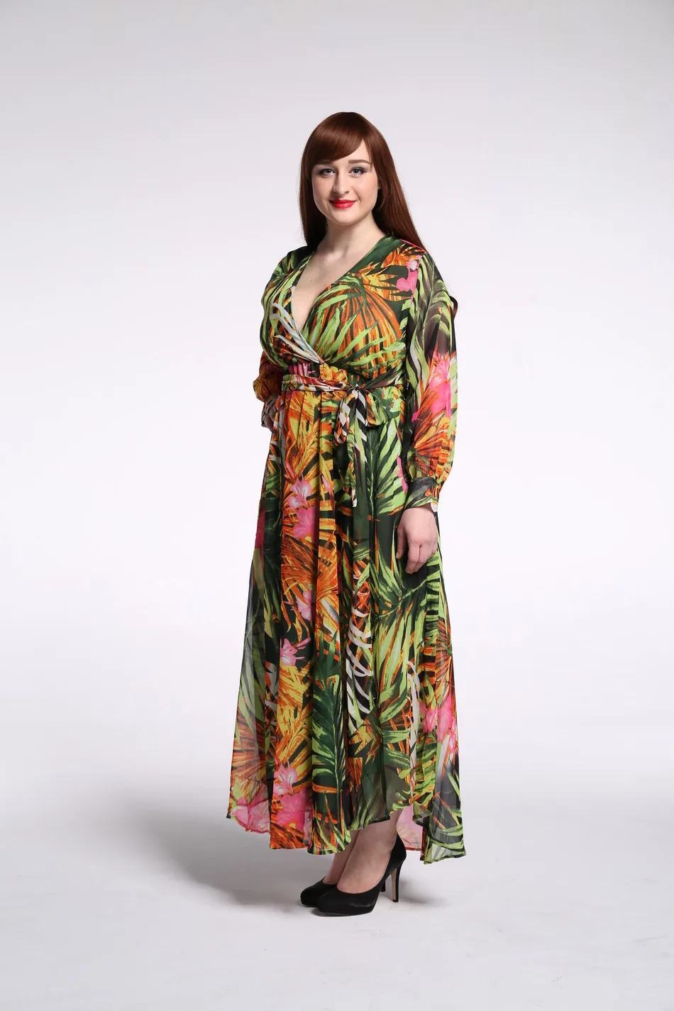 Женское шифоновое платье в богемном стиле длинное Пляжное Платье макси с принтом