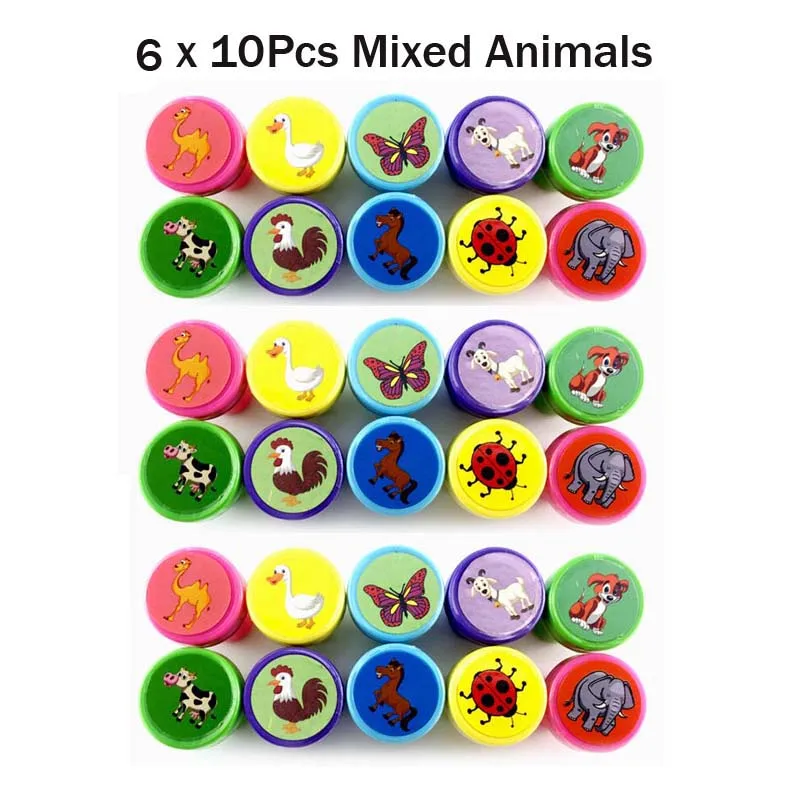 6 x 10Pcs Animals Ассорти Подарочные игрушки штамп подарки дети 60 шт Goodie сумки карнавальные призы праздничные вечерние принадлежности наполнители для пиньяты - Цвет: 6 x 10Pcs Animals