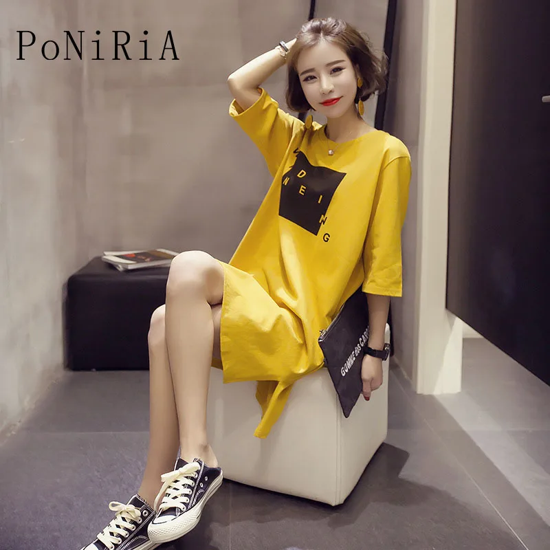 New Fashion Summer Short-sleeve tops Long T-shirt women's Casual style Loose O-neck Patchwork Basic bottom Pullover girl female | Женская