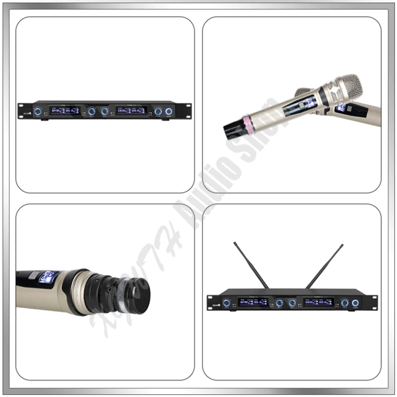 

Professional UHF Wireless Microphone System 4 channel Handheld KTV Dynamic Cardioid Mic Karaoke Conference Stage