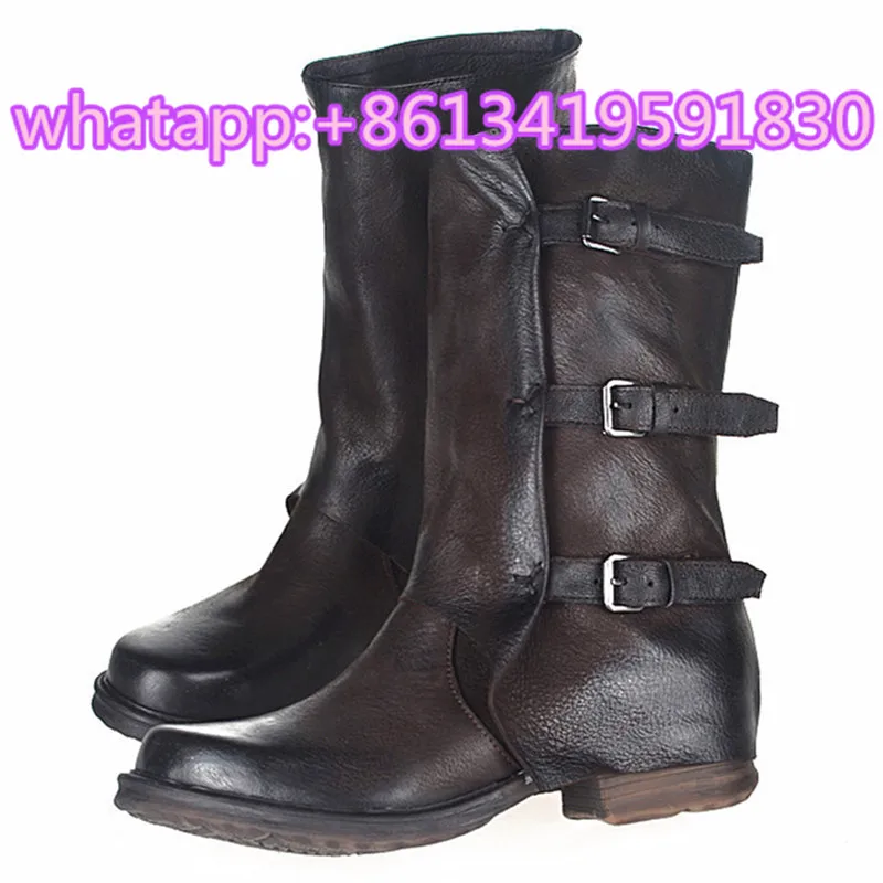 2017 Винтаж Женщин Сапоги Прохладный Мотоциклов Botas Mujer Пряжки Ботинес Новые Туфли