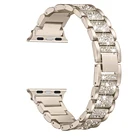 Браслет из нержавеющей стали для Apple Watch series 3, 38, 42 мм, роскошный бриллиантовый ремешок для часов iwatch 4, 5, 6, SE, 7, 40 мм, 41, 45, 44 мм