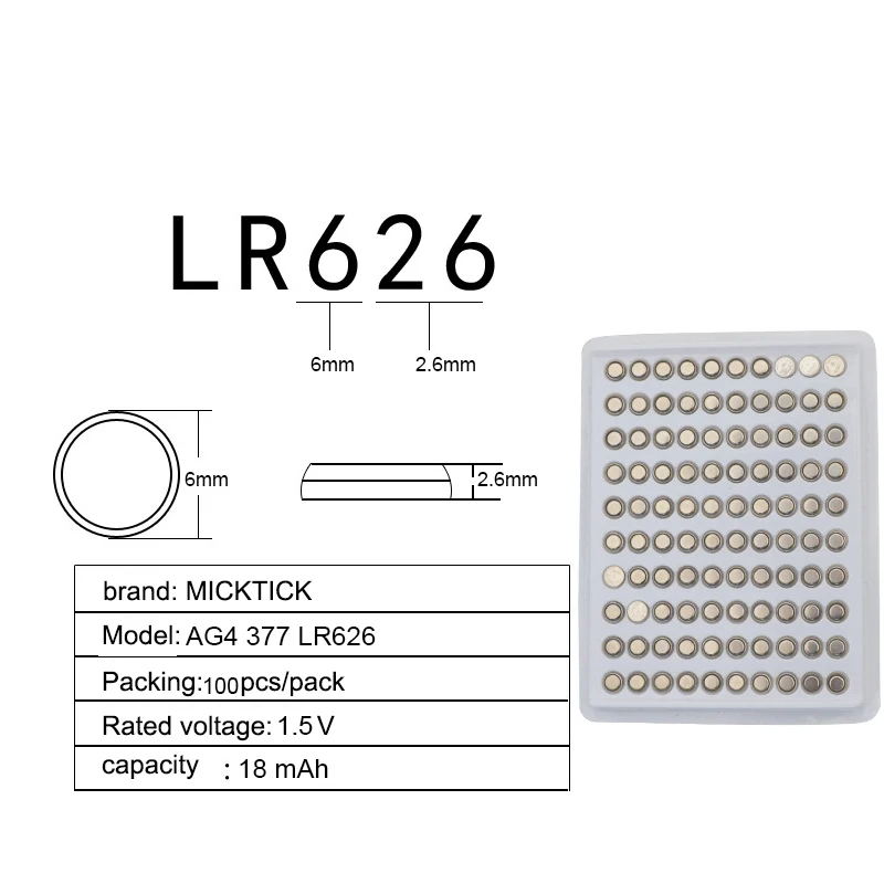SRISAN 100 ⑤ упак. AG4 кнопочные аккумуляторы 1 55 V LR626 LR66 377 SR626SW 177 сотовые Часы игрушки
