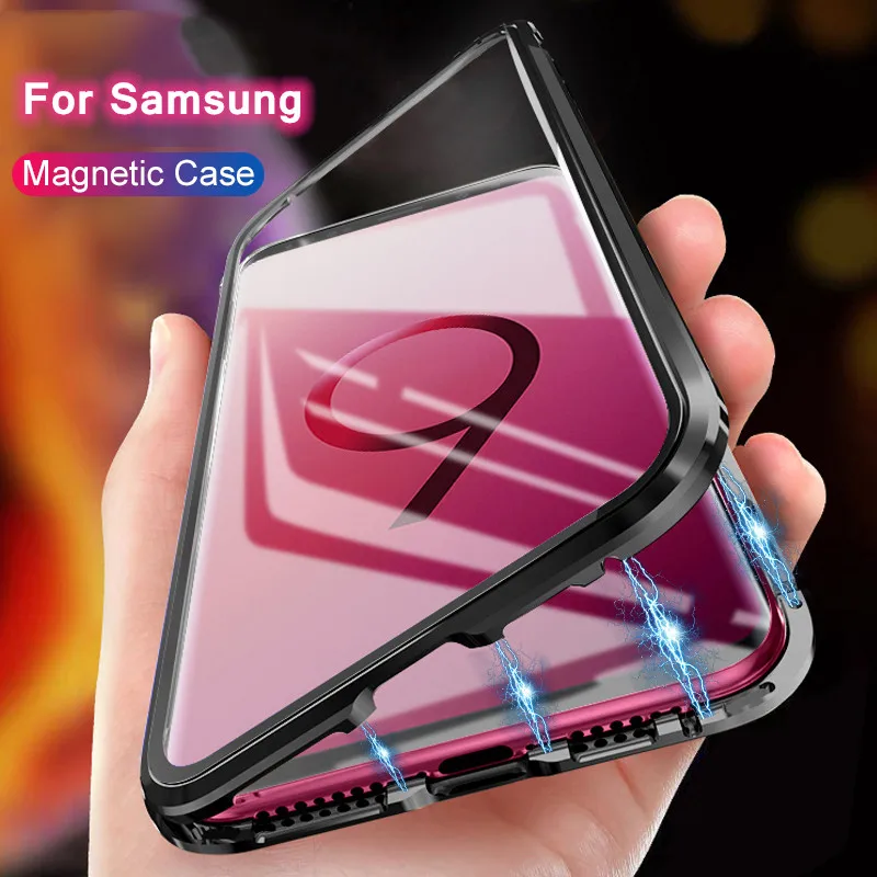 Металлический магнитный чехол для samsung Galaxy A50 A30 A10 M30 M20 M10 Note 8 9 Tempered Стекло задняя крышка samsung S8 S9 S10 плюс S10E