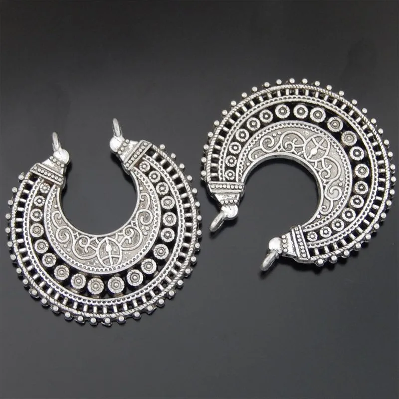 4 шт. подвеска соединитель из сплава в форме полумесяца 38 х37 х2 мм|antique silver|necklace charm