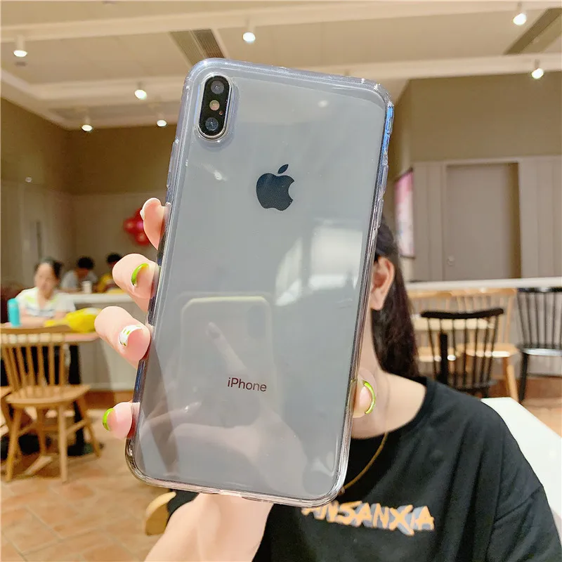 F Прозрачный безрамный чехол для iphone 7 Чехол для iphone X XS Max XR 7 8 6 6S Plus задняя крышка прозрачный мягкий кремний чехол для телефона s - Цвет: F