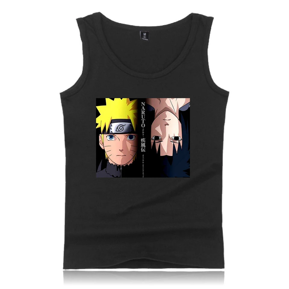 Uzumaki Naruto Uchiha Sasuke жилет Топ уличный стиль Модный летний без рукавов с принтом для