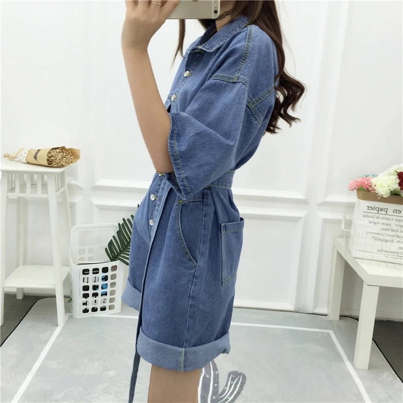 

Summer Women Playsuits Jeans Casual Jumpsuits Rompers Streetwear Women Loose Denim Jumpsuit Ladies Denim Shorts Overalls WJ28