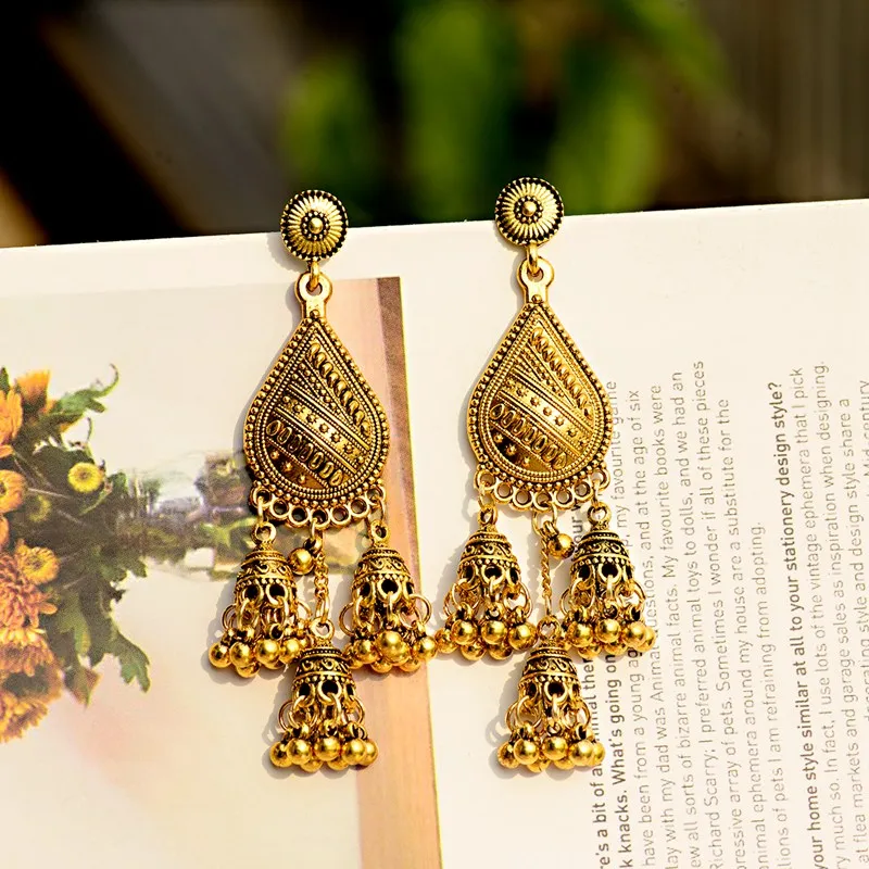 OIQUEI 2020 богемные индийские ювелирные изделия Jhumka маленькие колокольчики длинные