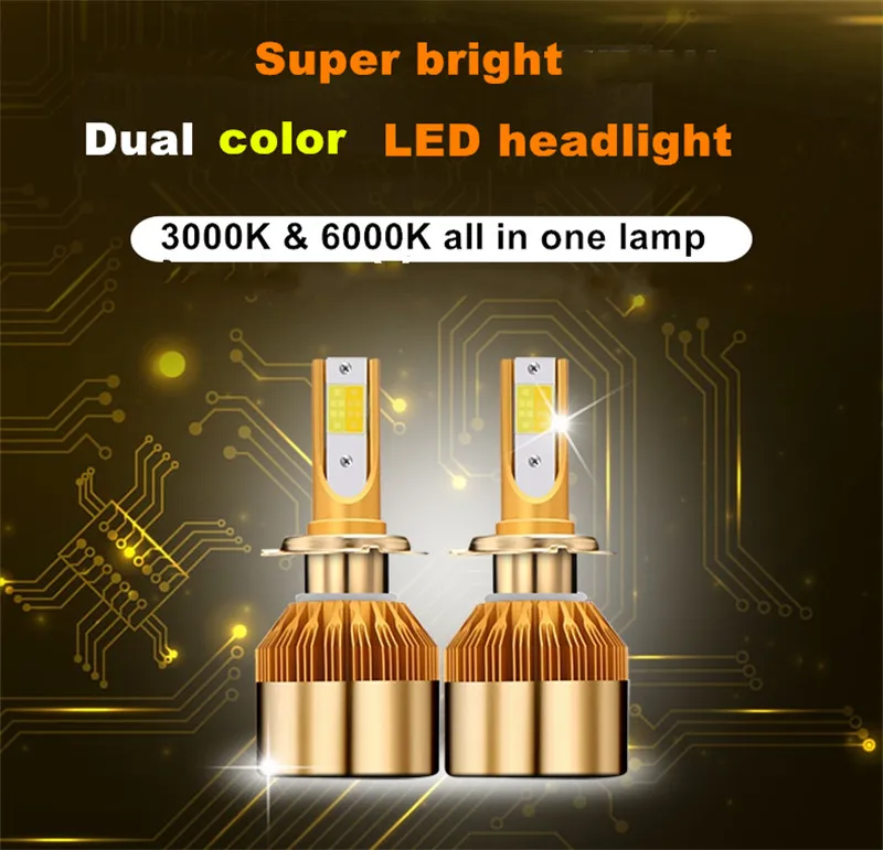 

Elgux H7 COB LED Headlights Bulbs 3000K 6000K 9600LM All In One Car LED Headlight Bulb Automobile Head Lamp 12V White Yellow