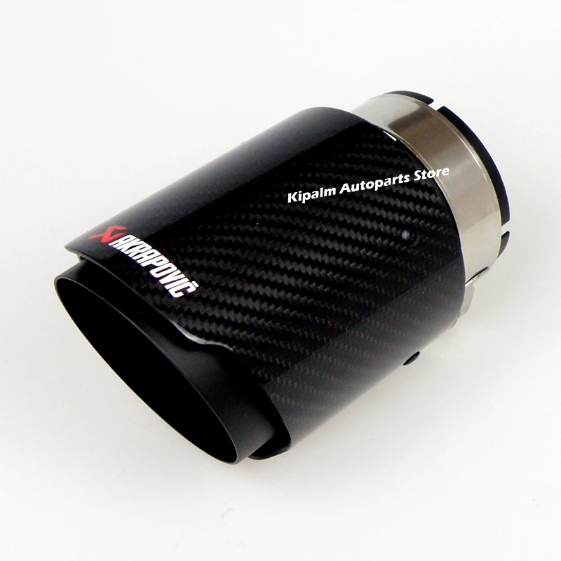 Универсальный Akrapovic углеродное волокно автомобиля выхлопная труба глушитель наконечник Глянцевая саржа углеродного волокна крышка+ черное покрытие нержавеющая сталь