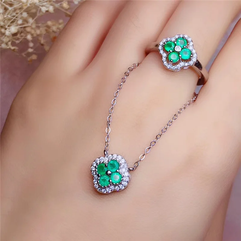 PROCOGEM натуральный изумруд ювелирные наборы для женщин партии настоящие зеленые