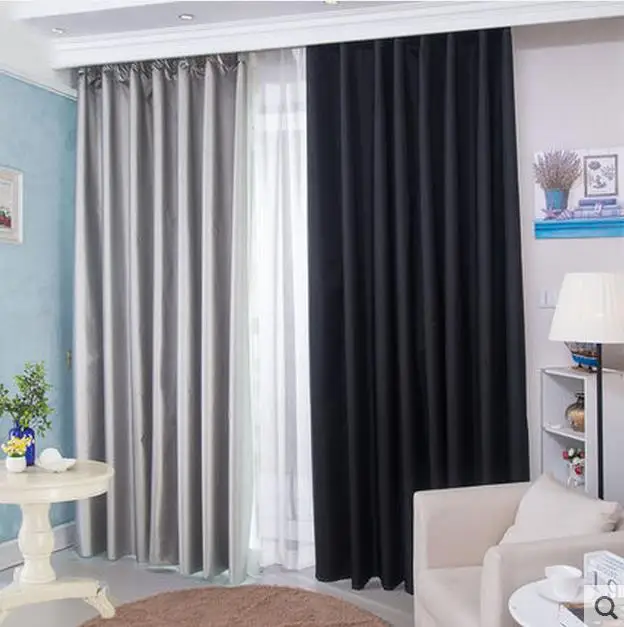 Бесплатная доставка серебристо черная затеняющая ткань занавеска для занавесок