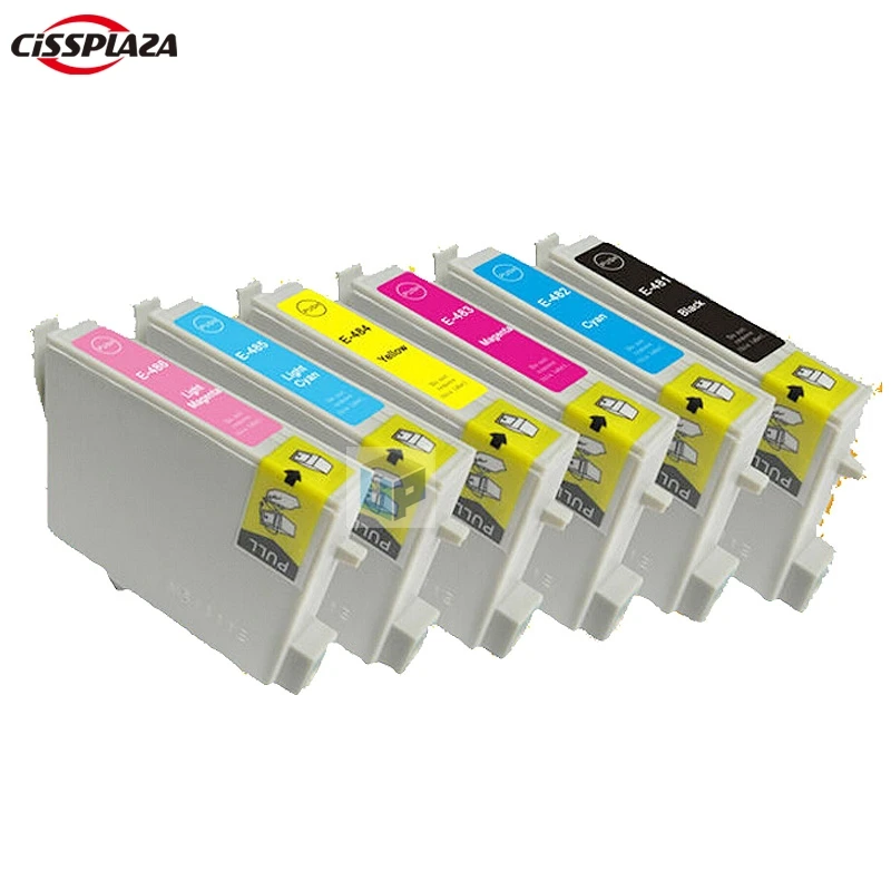 

CISSPLAZA 6pcs compatible ink cartridge T0481/T0482/T0483/T0484/T0485/T0486 for Epson R200/R220/R300/R320/R340/RX500/RX600