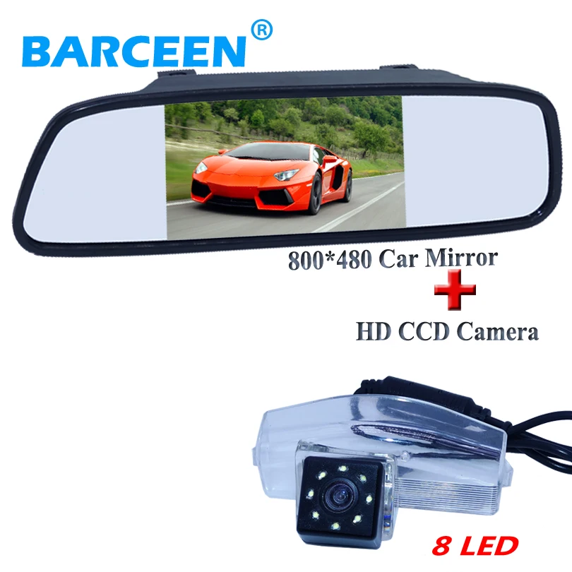 

Adapt for MAZDA 2 for MAZDA 3 car parking camera auto wire with 8 brigh led lights +5" univesal car mirror monitor 800*480