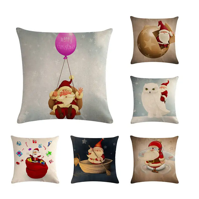 

Cartoon Merry Christmas Cushion Cover Santa Clausmotorcycle snails Ball Tool Throw Pillows Snow Man Hat Reindeer Kid Gifts ZY499