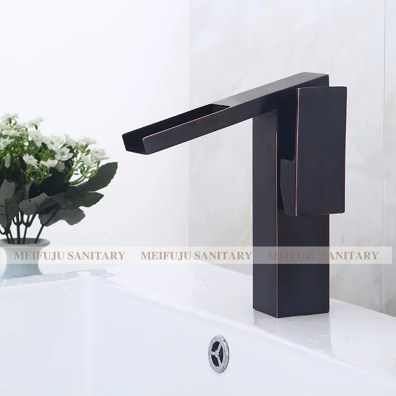 Oil rubbed bronze Новинка ватефилл смеситель для раковины твердая латунь масло втирают Бронзовый Ванная Комната Смесители для раковины черный смеситель кран сосуд никель Матовый - Цвет: Oil rubbed bronze